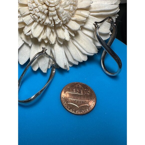 CHAM 925 Sterling Wavey Hoop Earrings - Picture 1 of 3